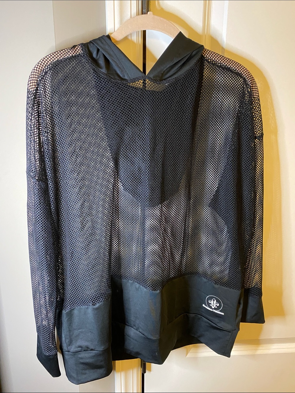 Barbell Voodoo Black Mesh Hoodie with Subtle Emblem
